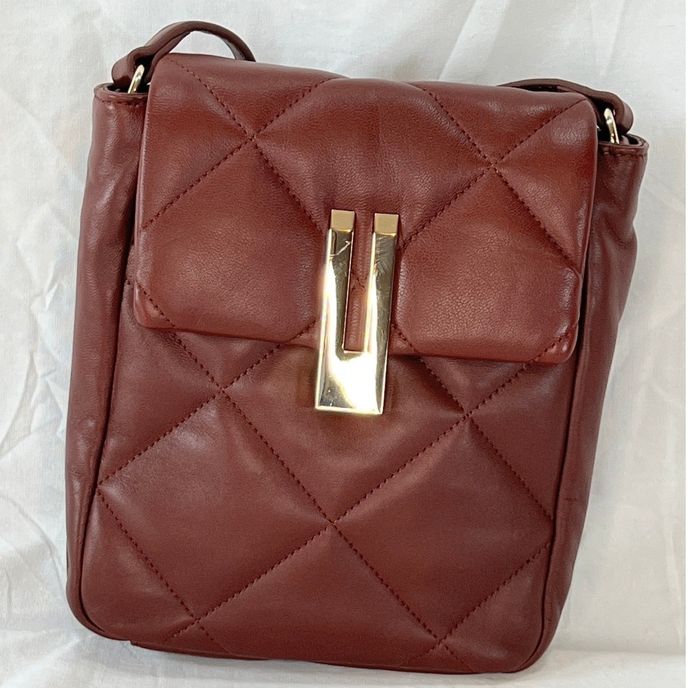 Vince Camuto Quilted‎ Leather Crossbody Quiet Luxury Bag Minimal Chic Handbag